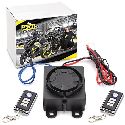 Area1 Easy 2 Fit Motorcycle Alarm System Easy Fit 12V Universal 2 Remote Controlled Remote Control 125dB Anti-Theft
