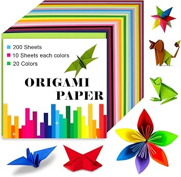 200 Sheets of Origami Paper,20 colors, 8x8 inch Double Sided Color, kit for kids,Colored Paper Kit Gifts for Beginners