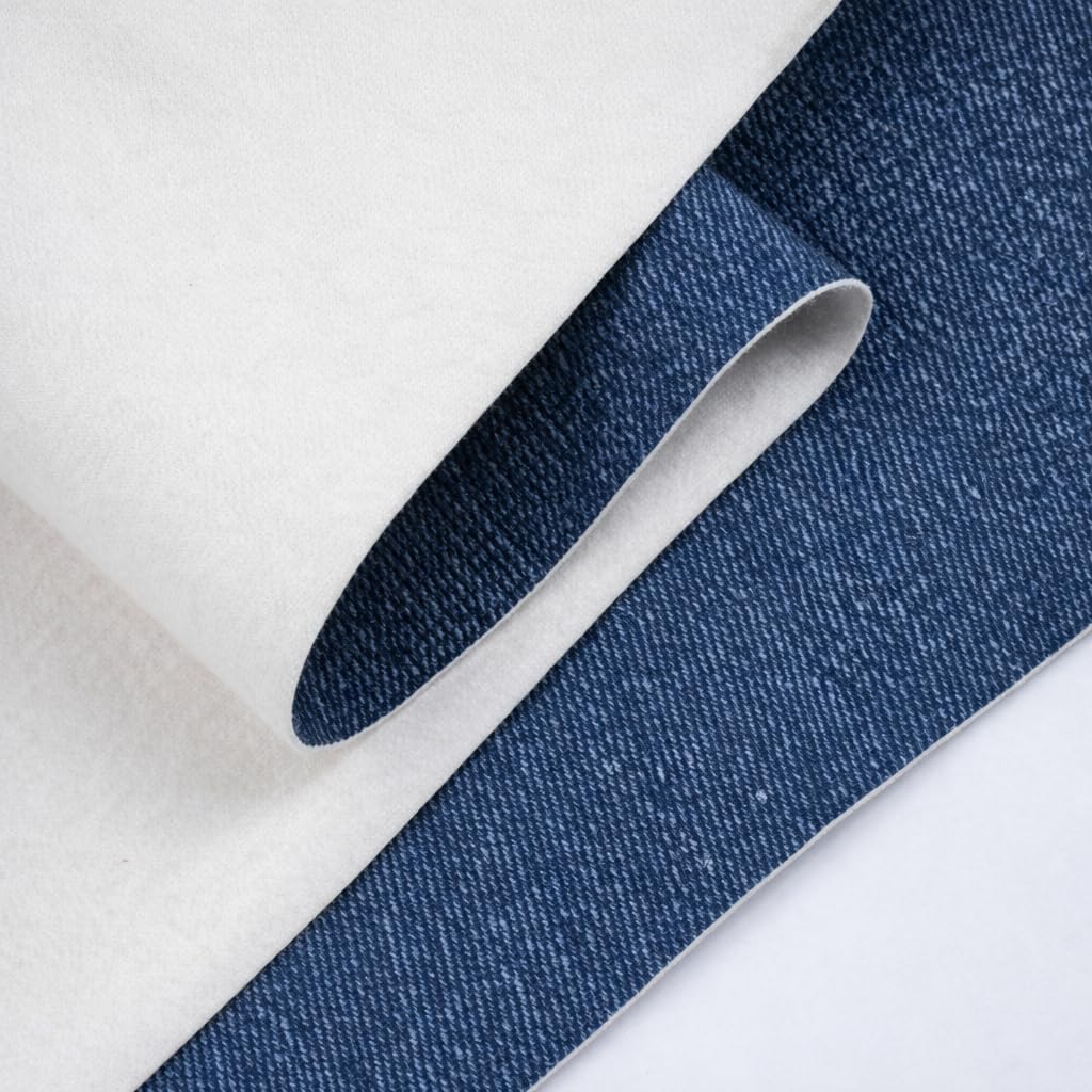 Faux Leather Fabric Soft Skin Grain PU Leather for Furniture Cover Reupholster Sofa Chairs Cushions Vinyl Upholstery. (Denim, 1 Yard)