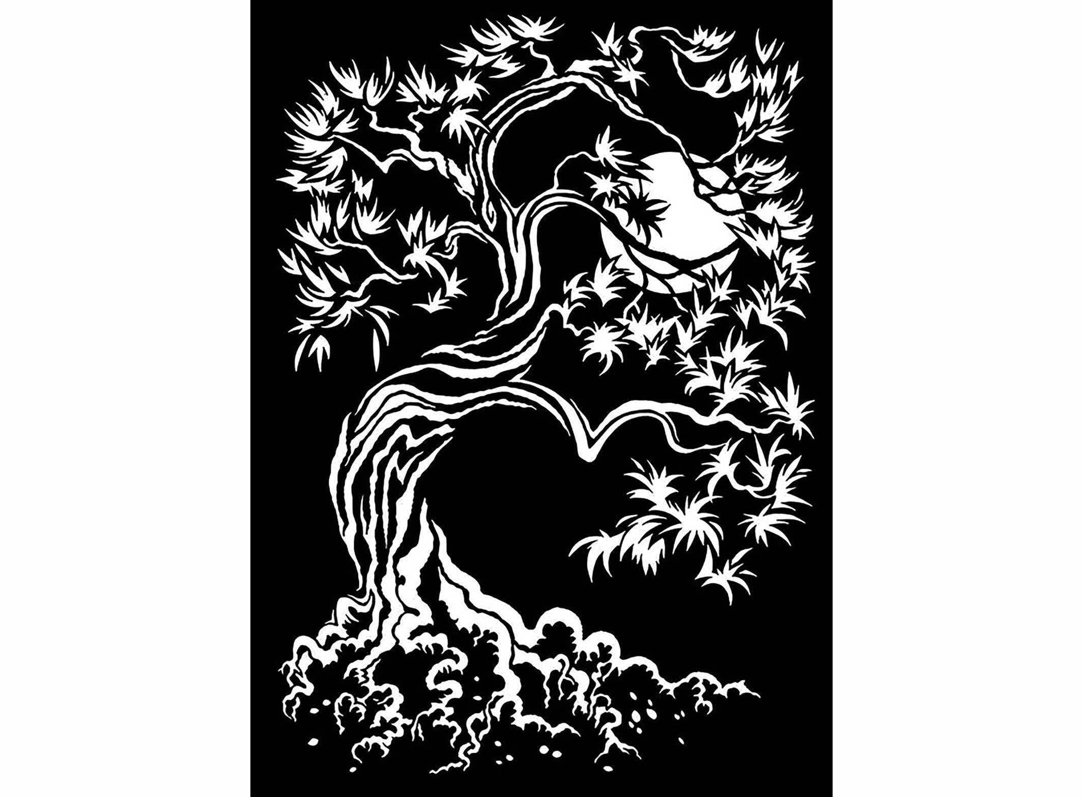 Twisting Tree 4 pcs 3 Inch White Fused Glass Decals