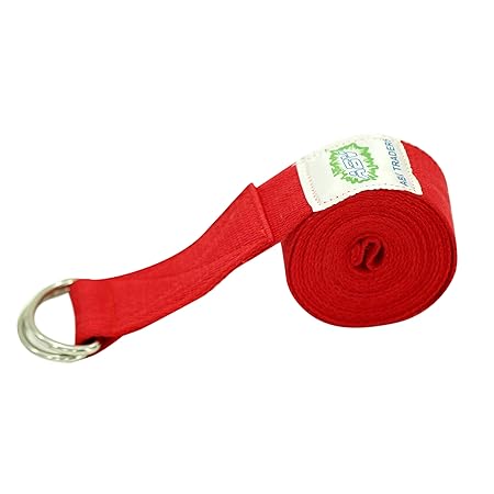 ABV Traders Yoga Belt/Strap Soft Organic Cotton for Stretching, Holding Poses, Improving Flexibility and Physical Therapy (8ft, Red)