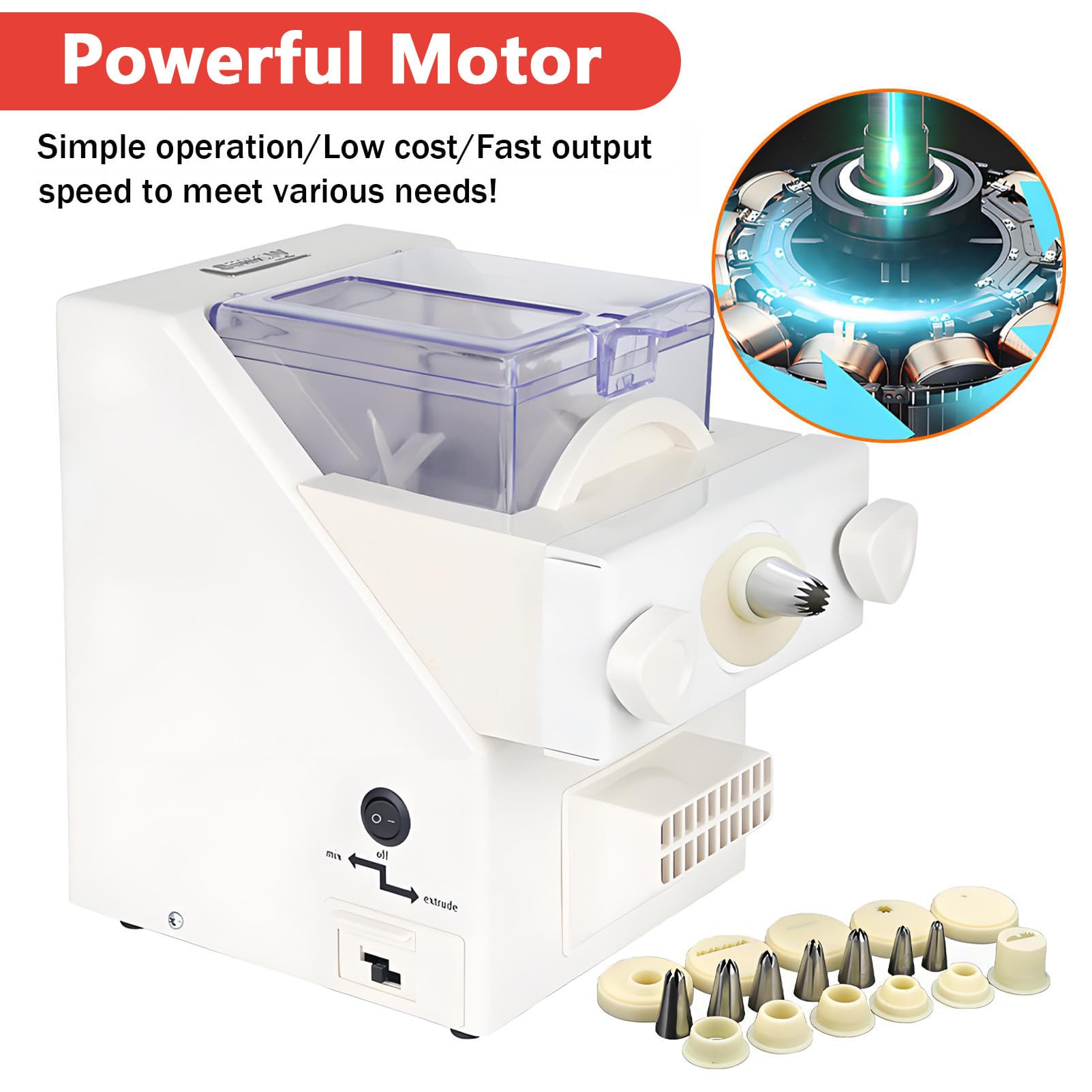 Macchina automatica per biscotti da 180 W, con ugelli intercambiabili e stampi per biscotti, per pasticceria e decorazione fai da te