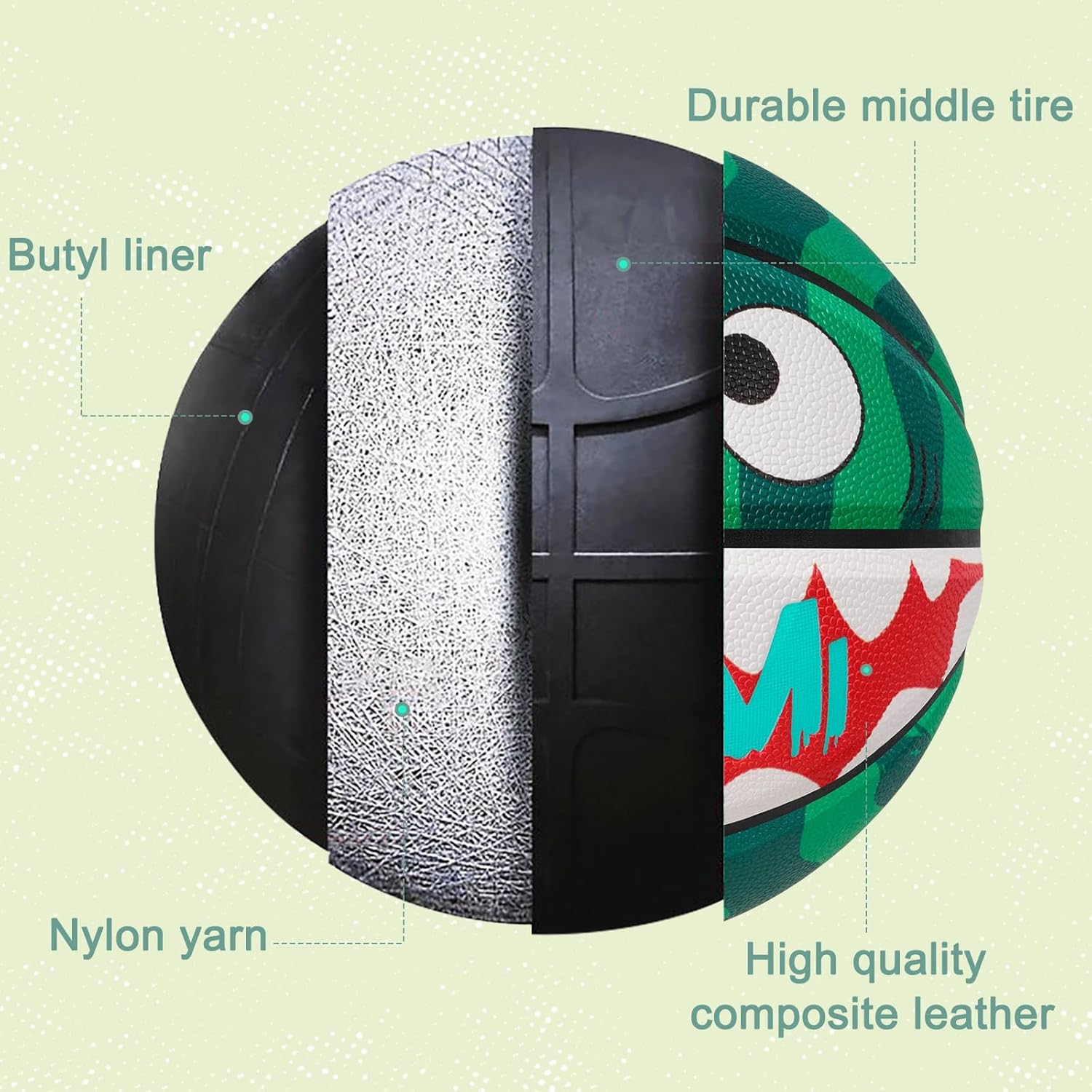 Kuangmi Hip-hop Street Basketball, Standard Official Size 7 29.5", Indoor & Outdoor Street Basket Ball