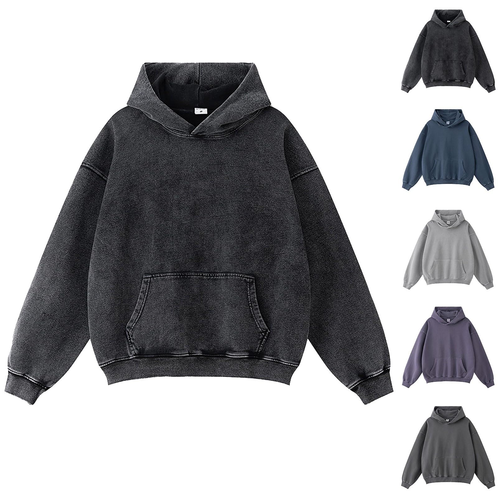 Felpe con cappuccio oversize da uomo Pullover Felpa lavata con acido Felpa vintage Baggy Streetwear Athletic Top Loose Fit Manica Lunga Felpe con cappuccio Hip Hop Felpa con cappuccio Pullover Leggero