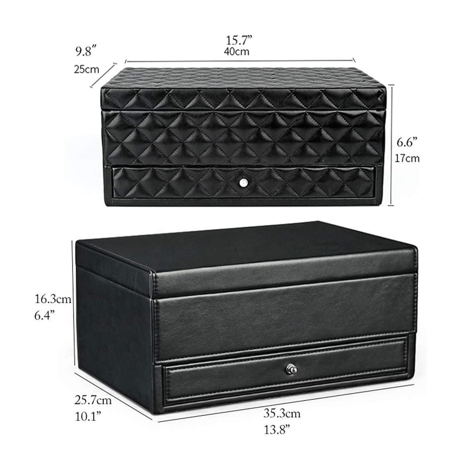 Szkatułka Na Biżuterię Pudełko na biżuterię PU Skórzane pudełko na biżuterię z lustrem i 3 zdejmowanymi rolkami Romb Design Etui na biżuterię dla kobiet i dziewcząt Pudełka I Organizery