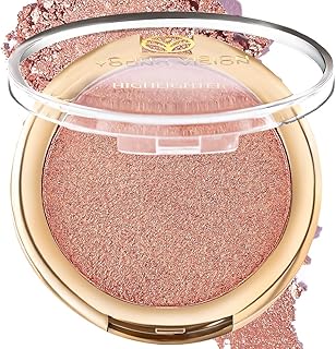 YOUNG VISION Baked Highlighter Powder Palette, Sheer Pearl Shimmer Shades for Face Highlighter Makeup, Highly Pigmented Il...