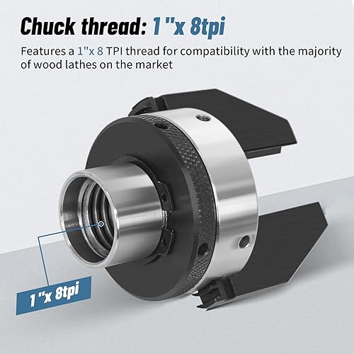 Miniatura 6 de HAowosi Productos de carpintería Dedicated Pen Drilling Torno Chuck 2 pulgadas 2-Jaw,Portabrocas de perforación en blanco con rosca directa de 1" X