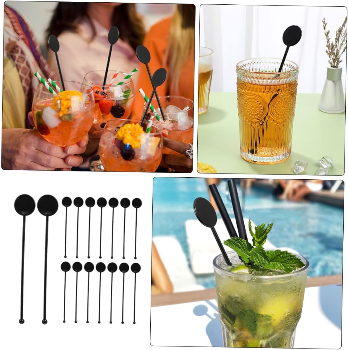 150pcs Reusable Drink Stirrer Plastic Cocktail Mixing Sticks for Iced Tea Juice and Cocktails Lightweight Swizzle Sticks for Parties and Events