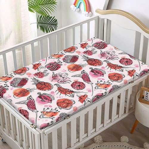 Miniatura 2 de Sábana bajera ajustable para cuna con temática de Under The Sea, sábana bajera estándar para cuna para niños pequeños, sábana de colchón para cuna o