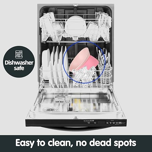 Miniatura 5 de Bulldog Bowl - Plato antideslizante de goma desmontable para perros y gatos, base inclinada estéril para mascotas (rosa, 3.5 tazas (perro