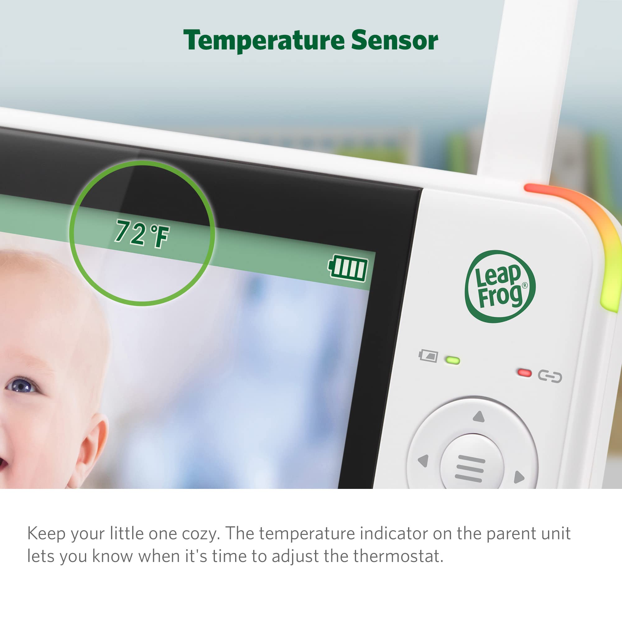 LeapFrog LF2415 Baby Monitor with 5 IPS LCD Screen, Up to 17-Hr Video Streaming, 1000ft Long Range, NightVision, Soothing Lullabies, NightLight, 2-Way Audio Talk, TemperatureSensor,SecureTransmission
