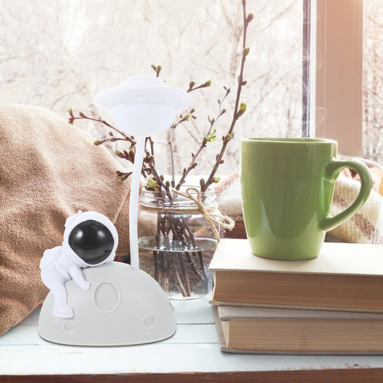 GLEAVI Lámpara Nocturna LED Forma de Astronauta y Luna, USB Recargable, Luz Templada sin Deslumbrar, Decoración Adecuada para Habitaciones Infantiles y Escenas Nocturnas