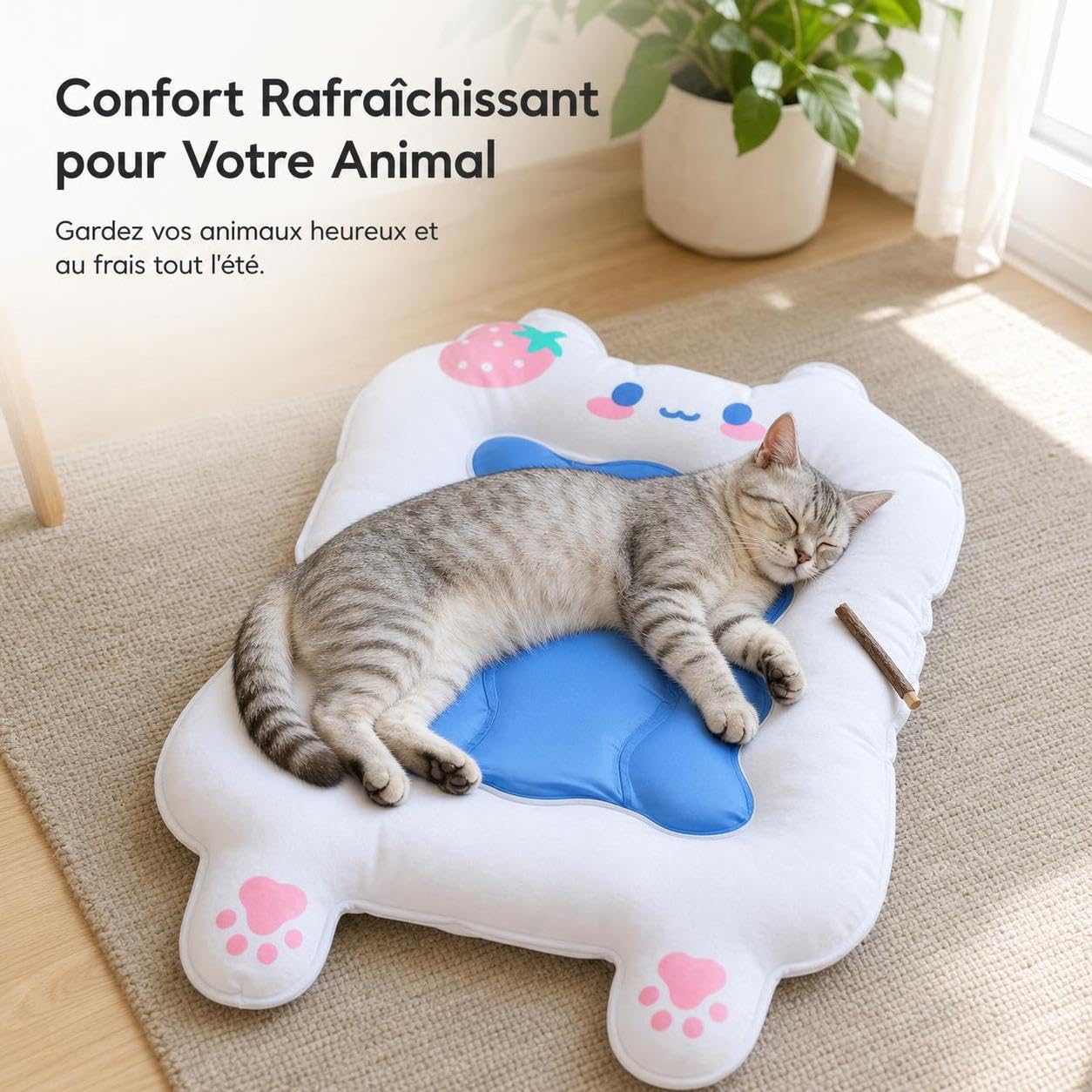 Haustier Kühlmatte, Selbstkühlendes Gel-Kühlkissen für Hunde und Katzen im Sommer, für Kleintiere, für unterwegs, Blau, Mittel