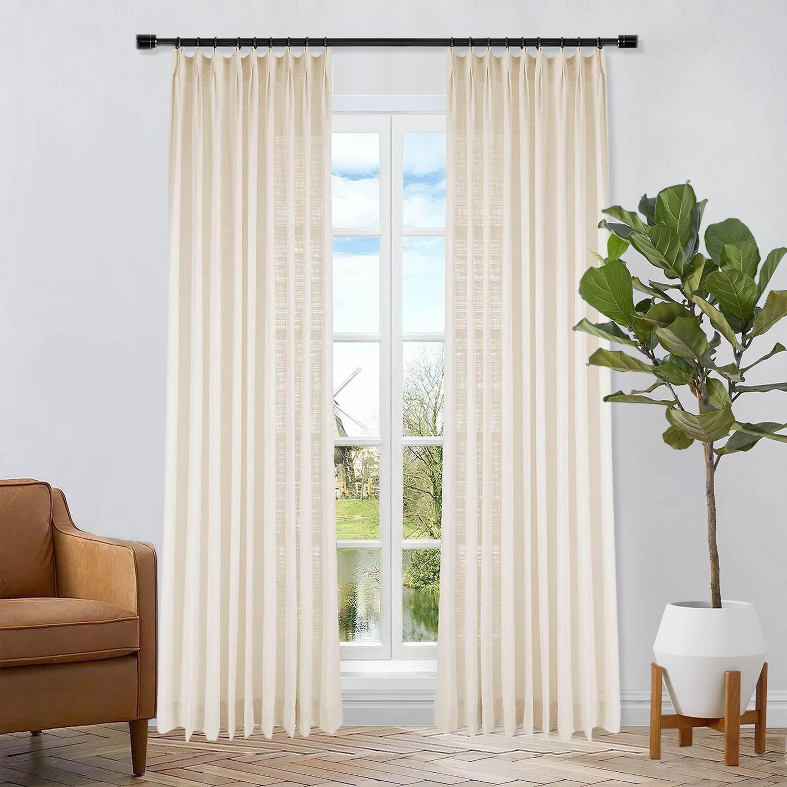 Cortinas de lino para puertas correderas: controla el exceso de sol con elegancia