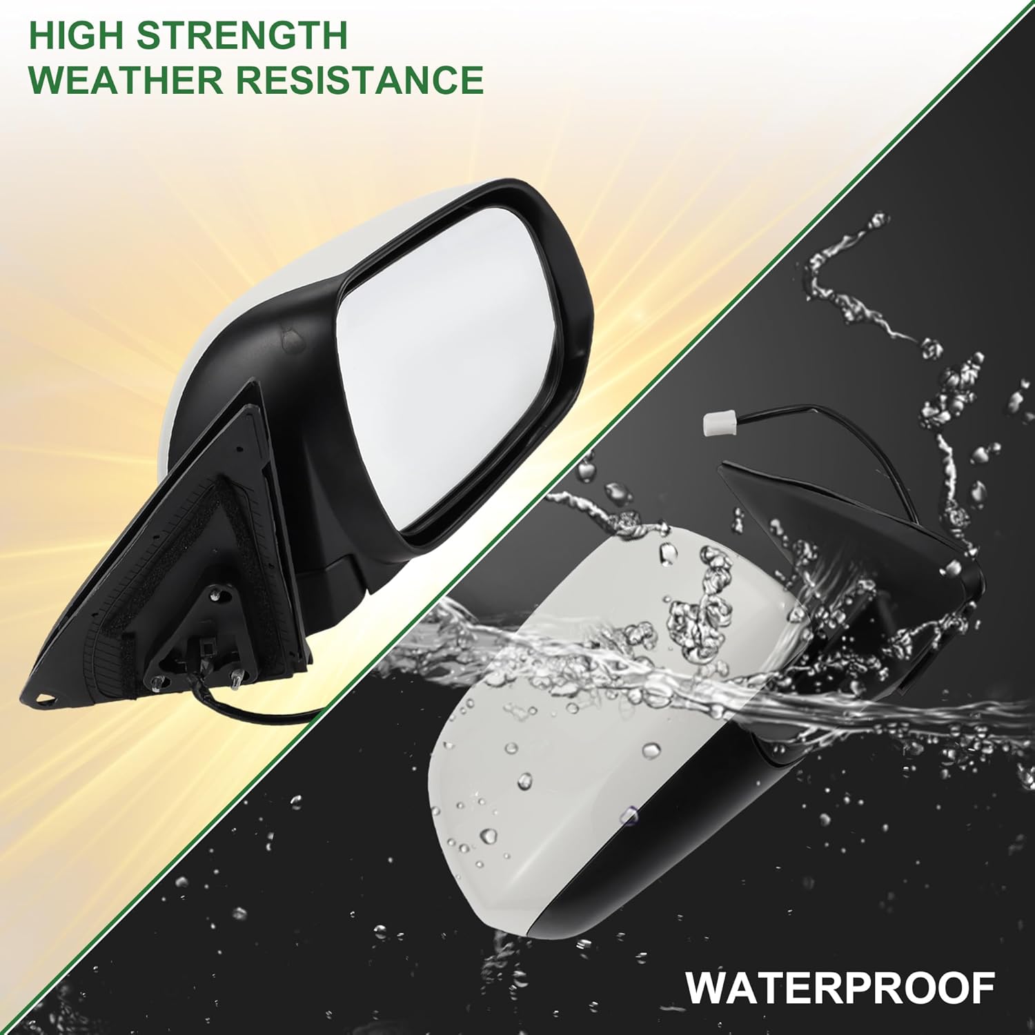 Motoforti Right Passenger Side Door Mirror Replacement Side View Mirror Assembly for Toyota Highlander 2008-2013 No.879100E072/8791048341/8791048340 White Non-Heated Mirror Glass