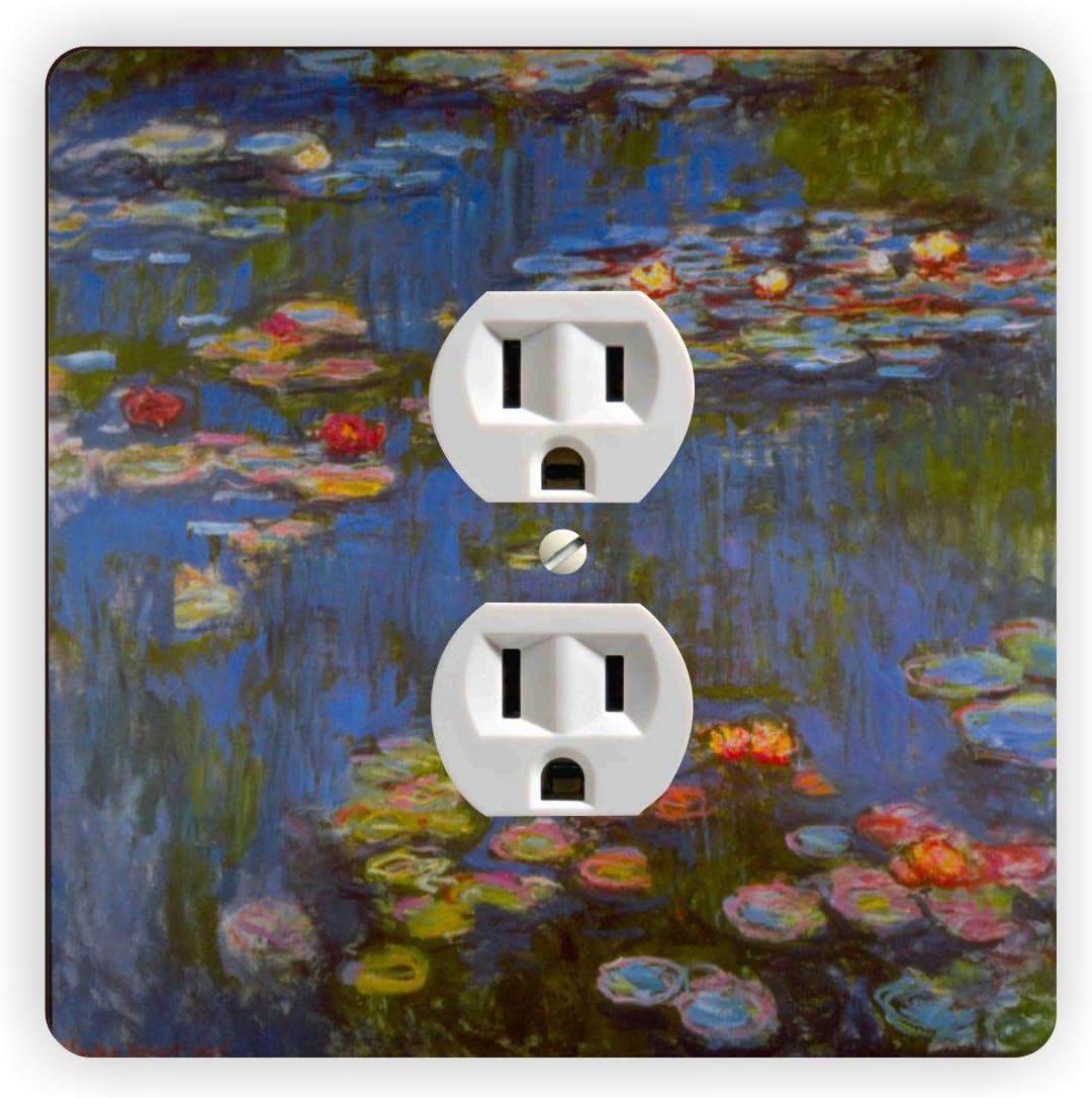 Claude Monet art Waterlillies -Light Switch Plate Cover - Double GFI Double Rocker - Two Gang Switch Plate Cover Switch Plate Cover