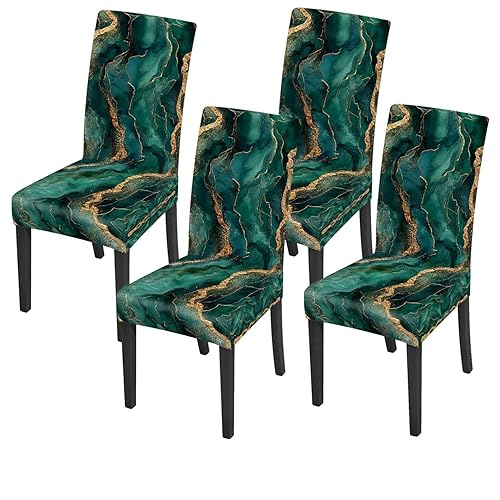 ANNA QUEEN Green and Gold Marble Chair Covers for Dining