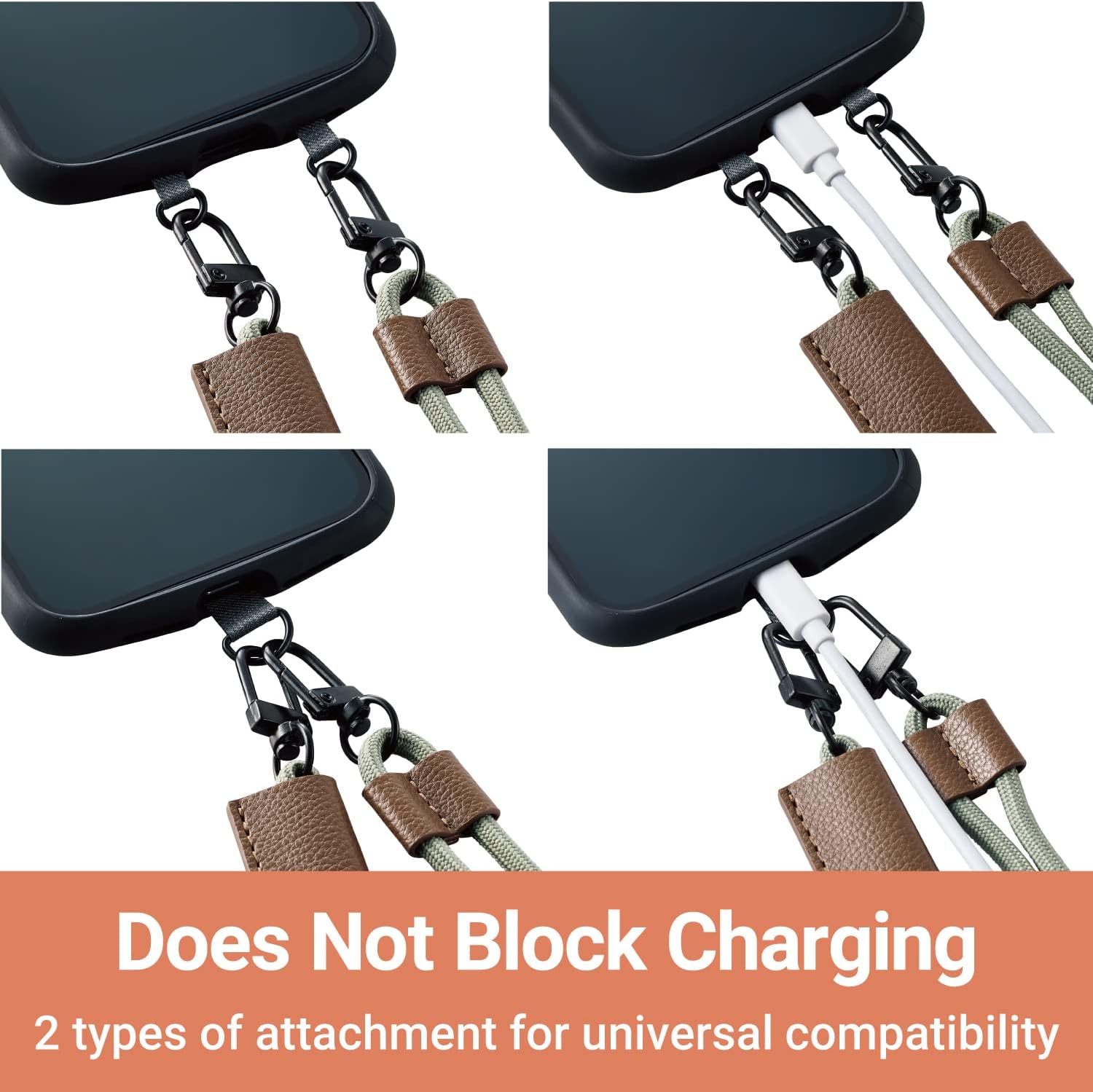 ELECOM Cell Phone Lanyard Casual type with Strap Connected Sheet, Length Adjustable, Compatible with iPhone and Android, Olive P-STSDH2ROV