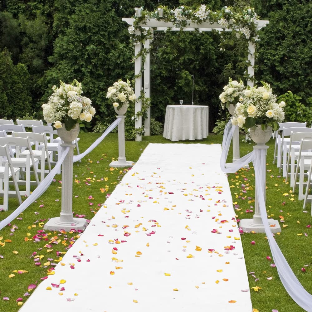 OLIVO.shop Tappeto per Eventi, Matrimonio, Cerimonia, Festa, Passatoia Esterna (Bianco, 1x10 m)