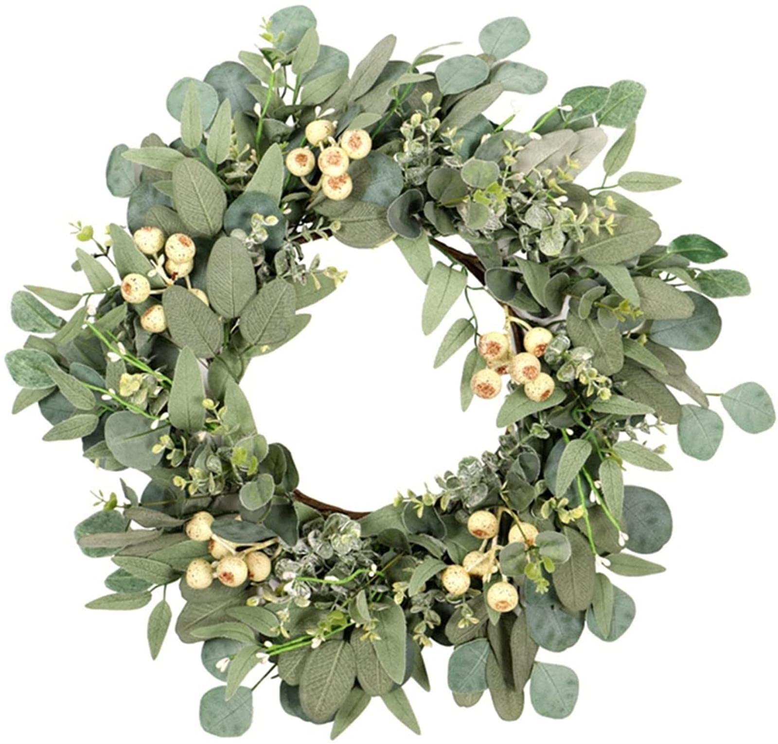 Artificial Wreath Decorative，55x55x8cm Simulation Silk Cloth Garland Flower Wreath Floral Decoration Home Material for Wedding Party Suitable，for Festival Celebration Front Door/Wall/Fireplace
