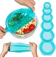 Vista 1 de Silicone Stretch Lids for Food Storage in Fridge, Reusable Elastic Bowl Covers for Cup, Cans, Jars, Round & Rectangle Container, Food Grade Silicone