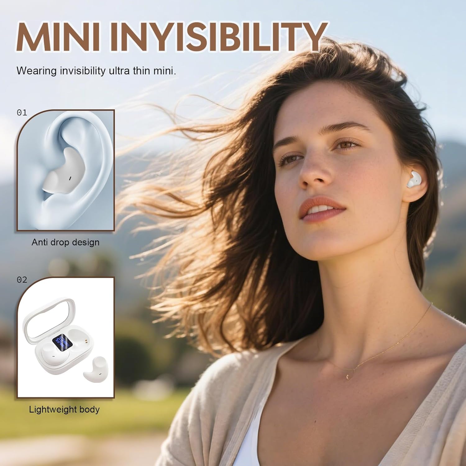 Bluetooth Kopfhörer,Sleep Earbuds,Bluetooth 5.4 Ohrhörer zum Schlafen mit passiver Geräuschmaskierung,Bequemes flaches Design,Wireless Stereo Sound IPX7 Wasserdicht Ohrhöre for iOS Samsung Android