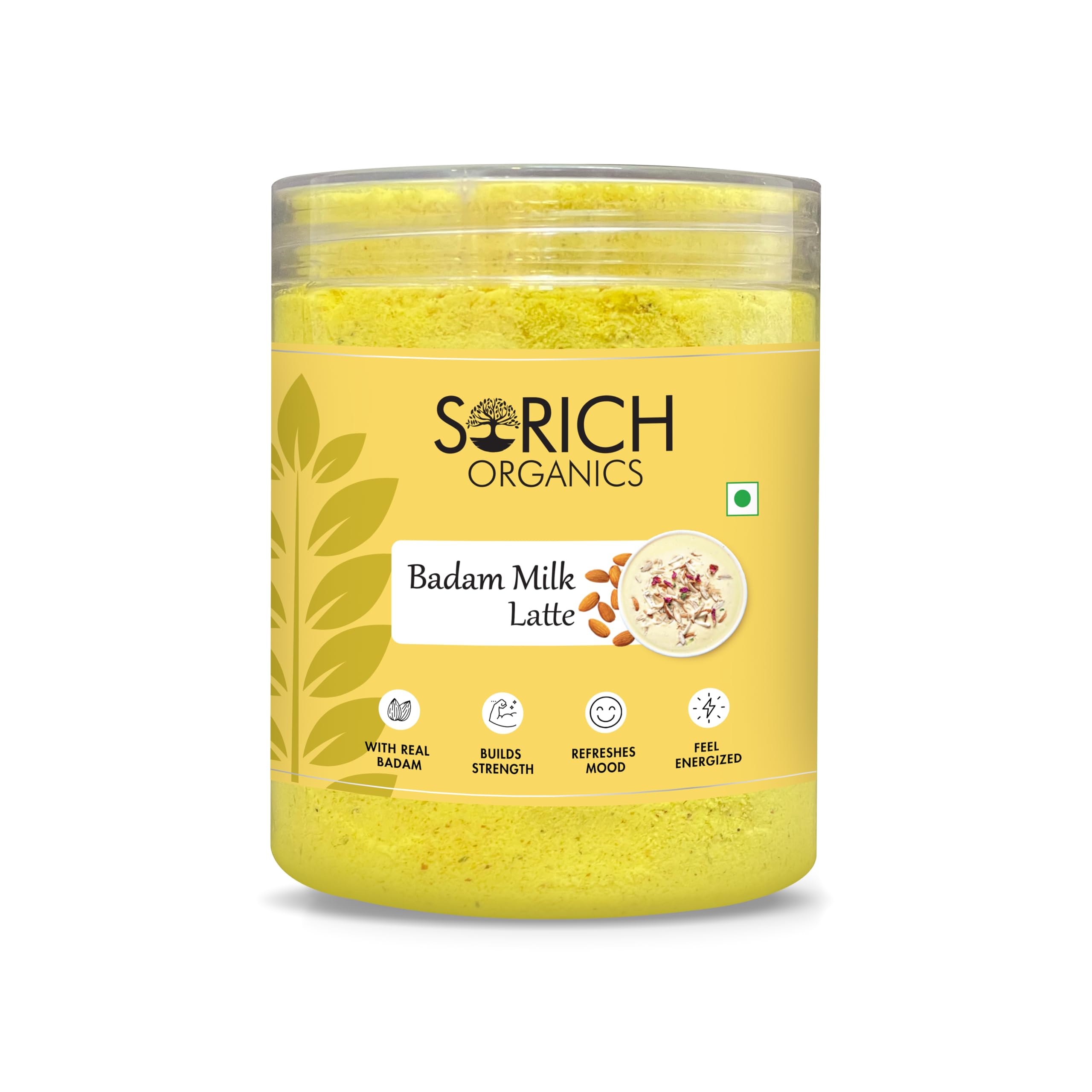 Sorich Organics Badam Milk Mix Powder 300 gm Perfect Summer Instant Refreshing Drink Enriched with Almonds, Pista, Elaichi Flavoured Latte