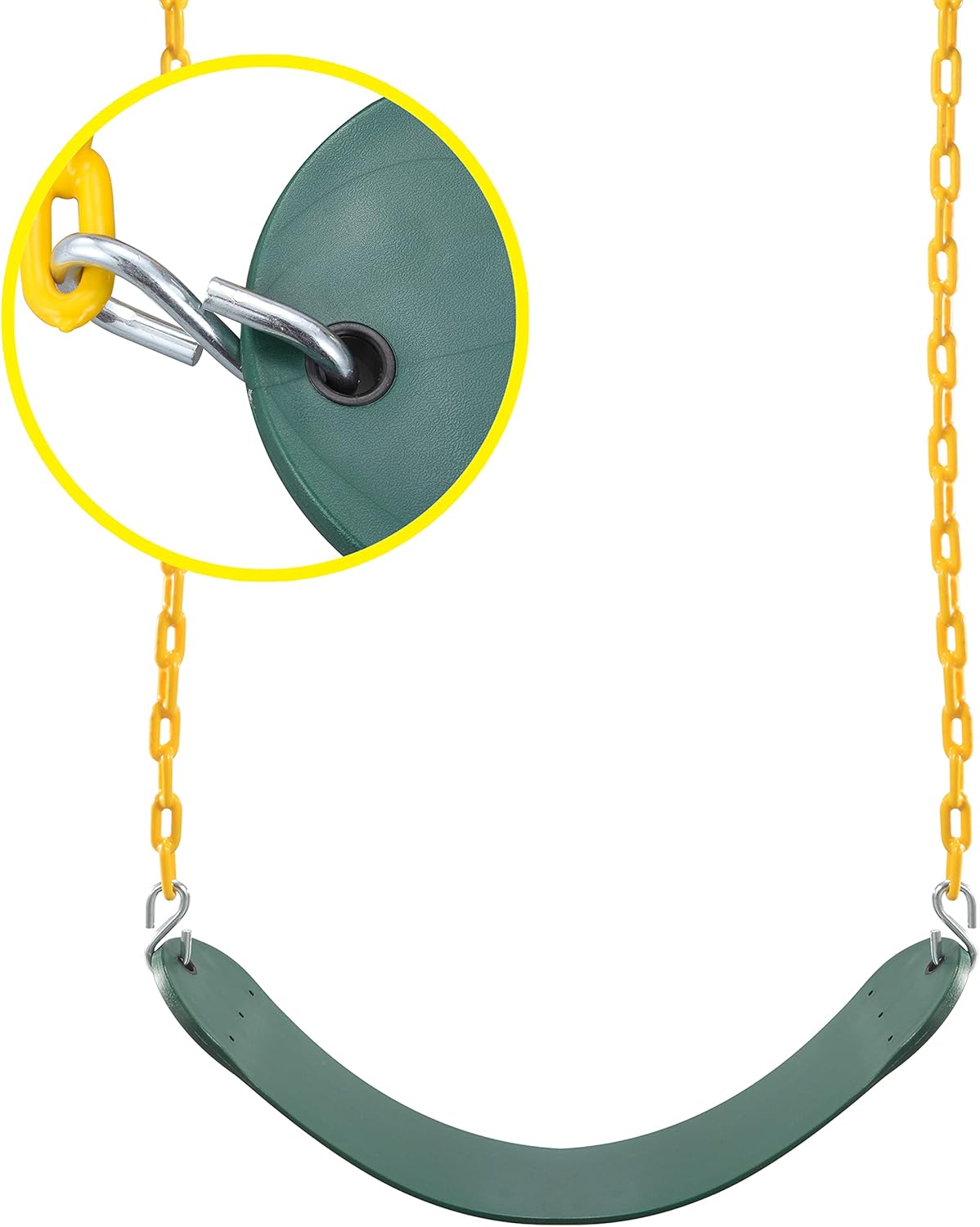 TURFEE Heavy Duty Swing Seat Green Color with 66” Chain, Swing Set Accessories Replacement with Snap Hooks for Kids Outdoor Play Playground Swing, Trees, Swing Set : Toys & Games