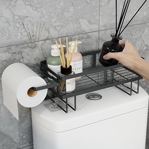 Miniatura 4 de GILLAS Estante de almacenamiento para baño sobre el inodoro organizador de almacenamiento de baño con soporte de papel higiénico ahorro de espacio