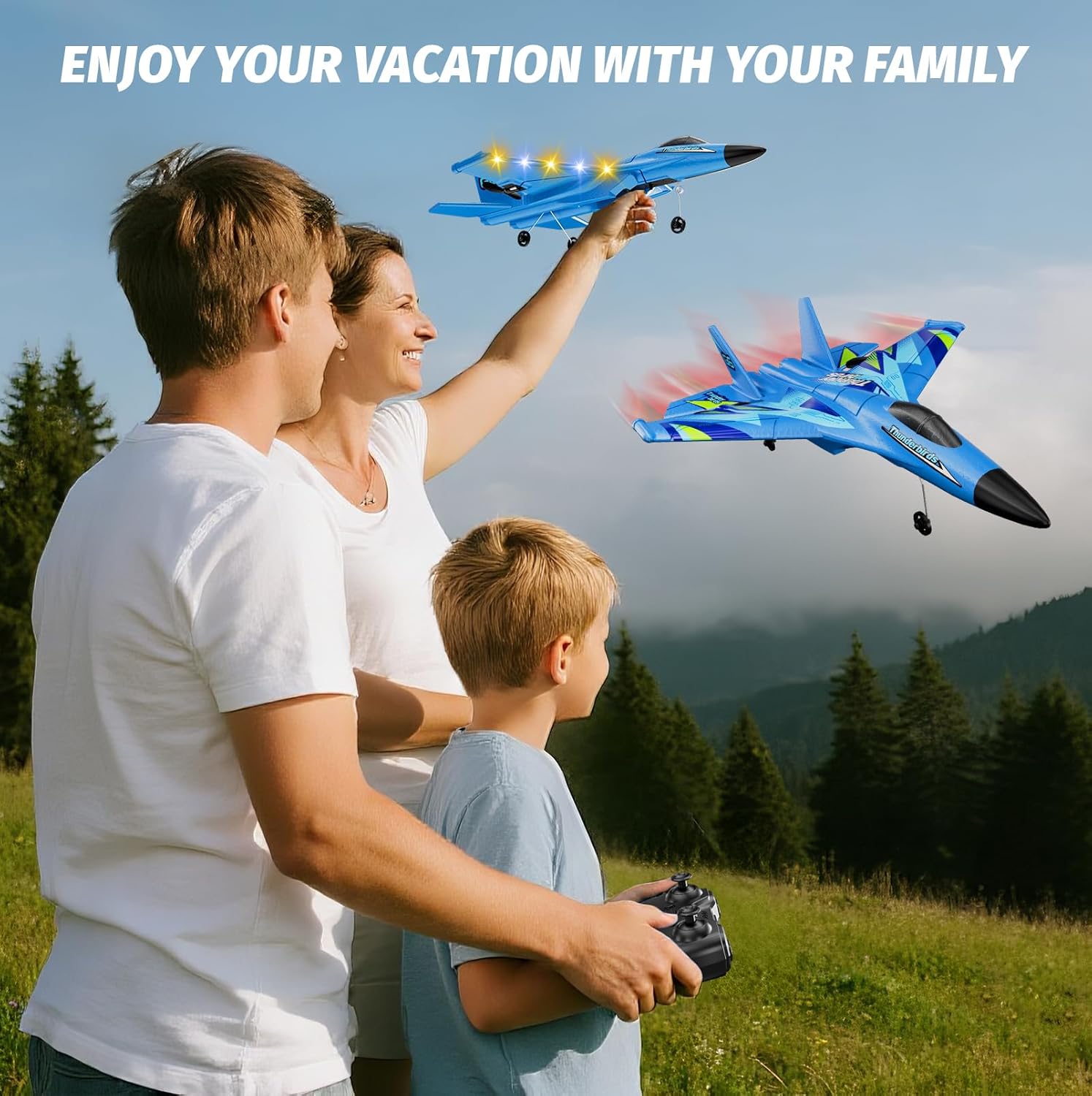 Foam RC Plane with 3 Batteries, Remote Control Airplane RC Jet Helicopter Plane for Kids Adults Beginner, Easy to Fly RC Fighter, Remote Control Aircraft with Automatic Balance Gyro for Adult Kids
