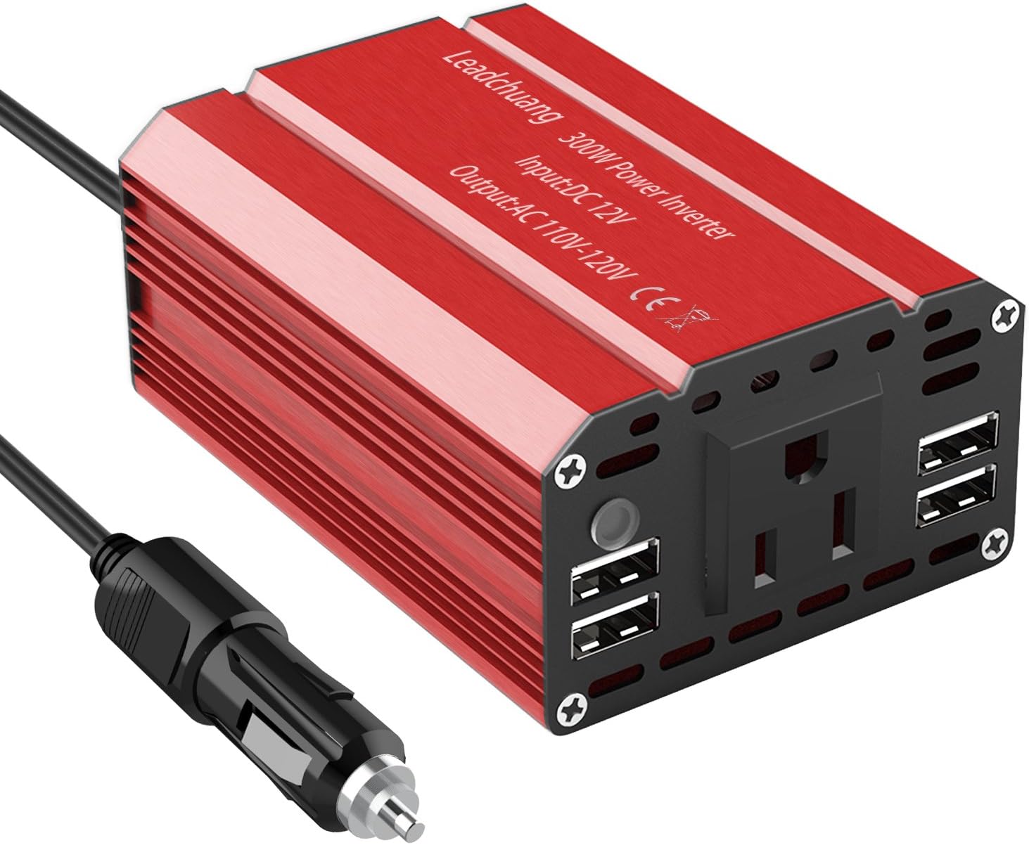 Leadchuang 300 Watt Power Inverter 12V to 110V Converter for Car USB Charger Car Power Inverter Power Inverter 300 Watt for Car Cigarette Lighter