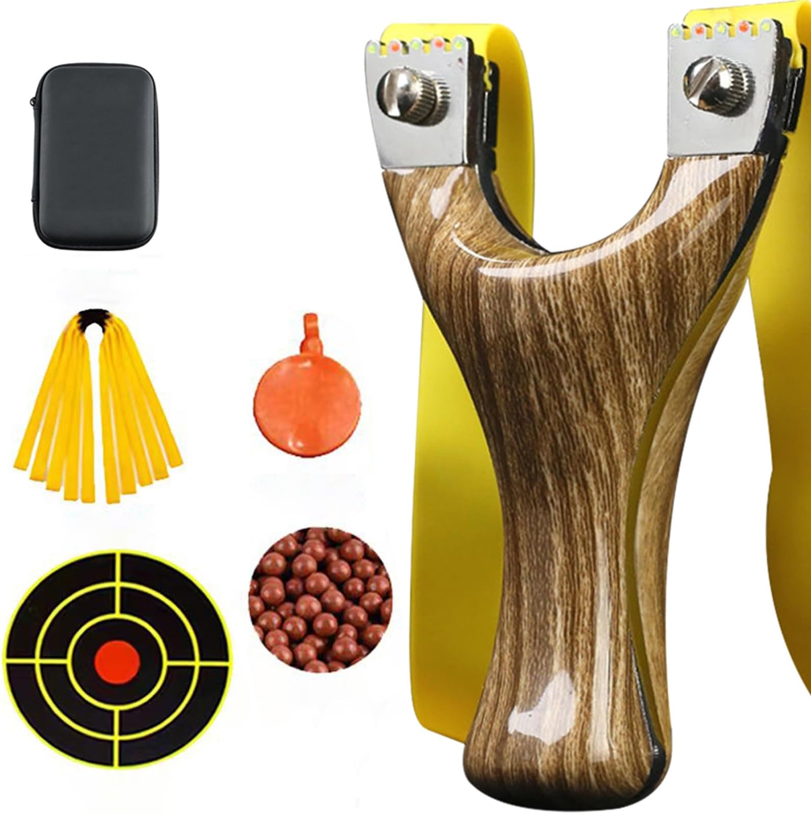 Outdoor Shooting Premium Slingshot: Metallic Core, Realistic Wood-Grain Handle, Triple-Layer Design, Stable & Efficient, Suitable for Training & Recreation