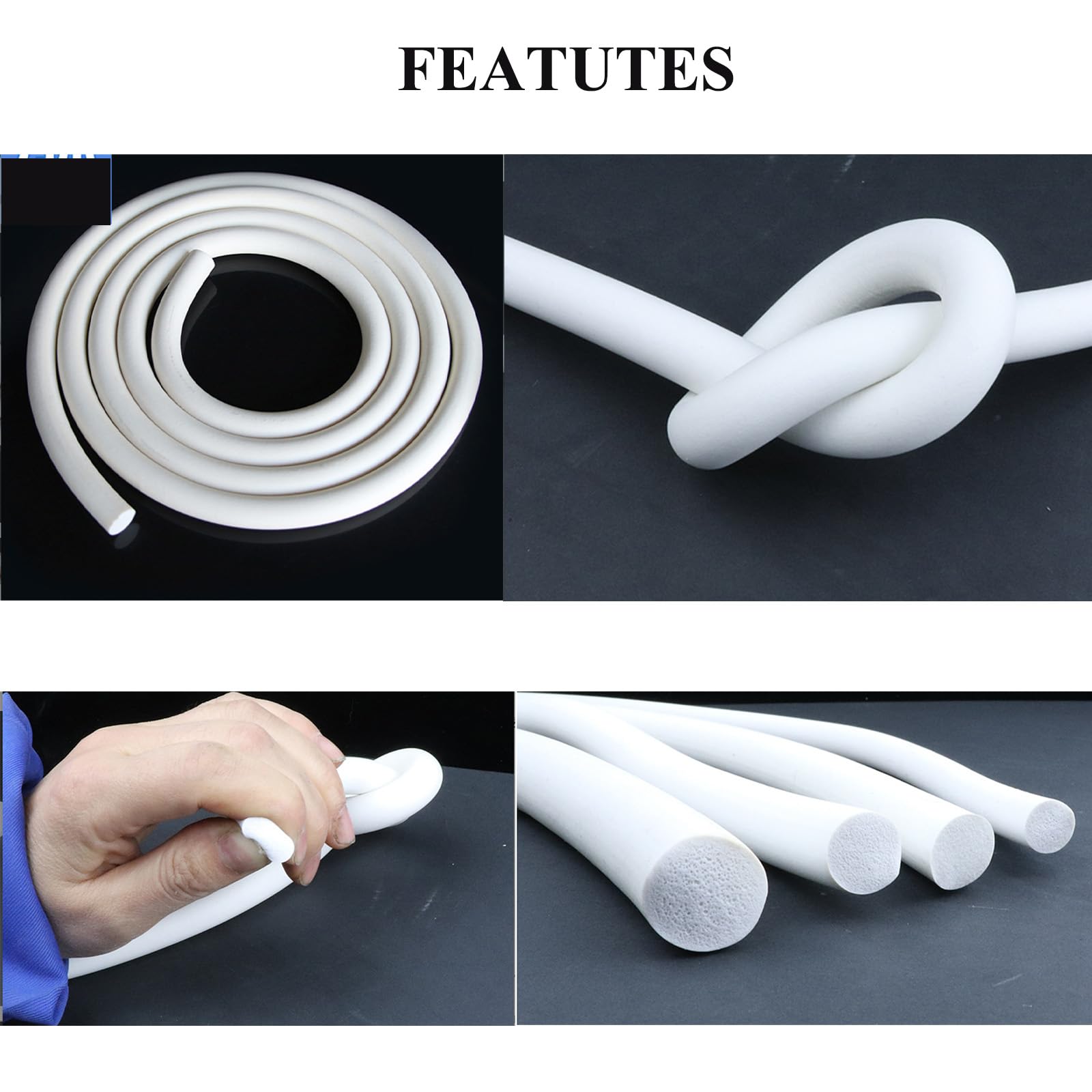 Striscia sigillante in schiuma di silicone rotonda 9 mm x 10 m bianca per guarnizioni fai da te