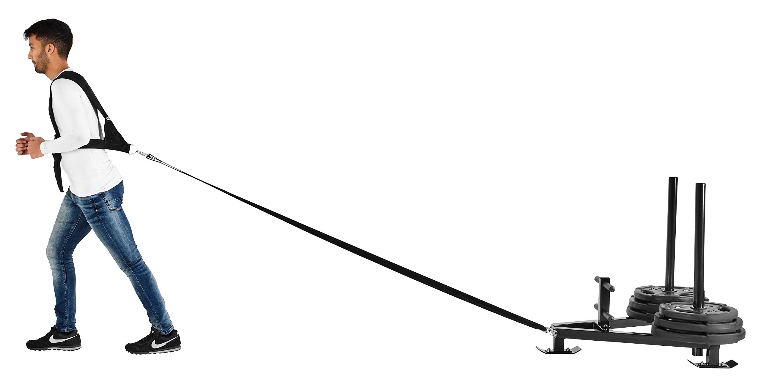 Bad Company Power Gym Sled inkl. Zug-Geschirr I Sprint und Gewichts-Schlitten für Ausdauer- und Schnelligkeitstraining I BCA-132