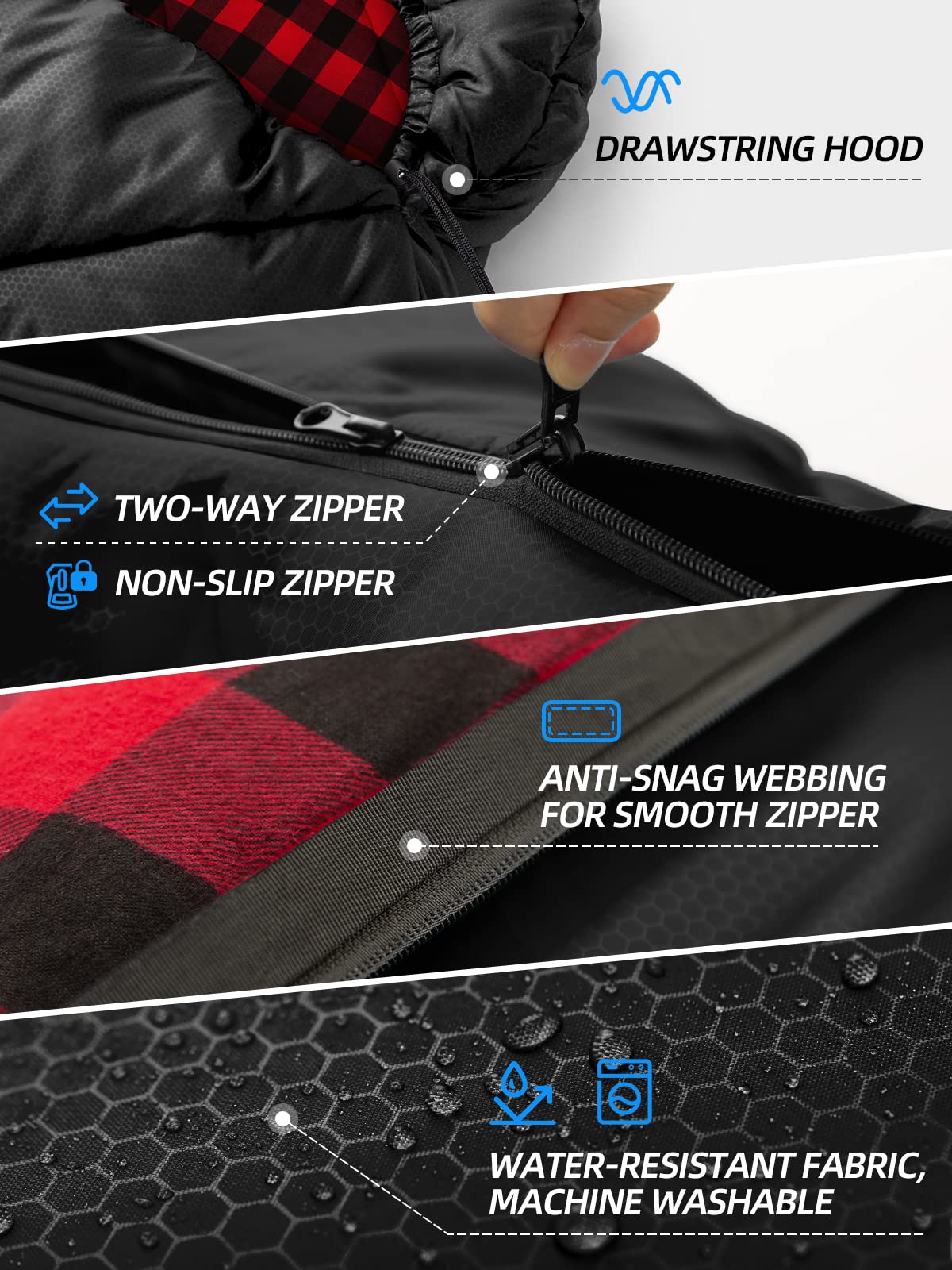 Bessport Saco de dormir de 3 a 4 estaciones – Saco de dormir de franela para invierno, cálido, para exteriores, tamaño pequeño, ultraligero, impermeable, para camping, viajes, senderismo, para adultos