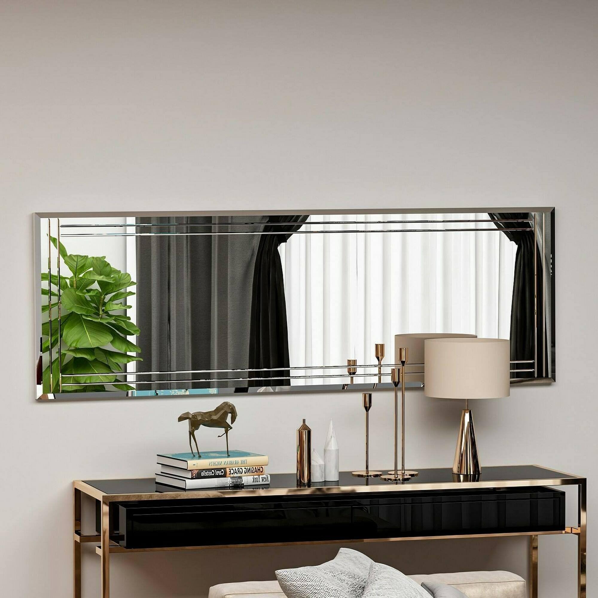 Dmora - Specchio Pleione, Specchiera, Articolo d'arredo a muro, Decorazione con specchio, 40x2h120 cm, Bianco