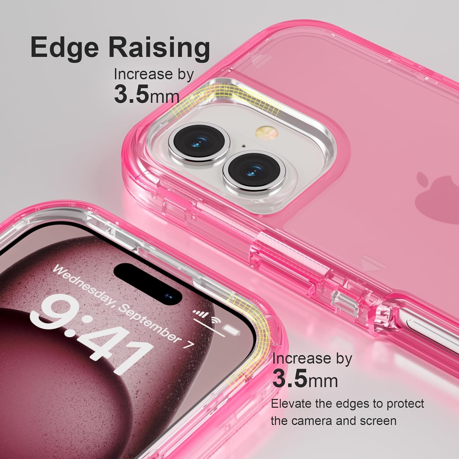 for iPhone 16 Plus Case, Heavy Duty Shockproof Protection Phone Cases, Anti-Drop, Dual Layer Transparent Protective Cover Compatible with iPhone 16 Plus, 6.7 inch,Crystal Pink - Image 6