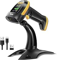 Vista 12 de Tera Escáner de código de barras inalámbrico 2D con soporte: versión Pro pantalla de ajuste digital teclado funciona con Bluetooth 2.4G inalámbrico