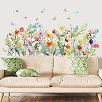 Vista 5 de Adhesivos de pared para ventana de flores, PVC de doble cara floral, mariposa, abeja, libélula anticolisión, calcomanías de ventana extraíbles