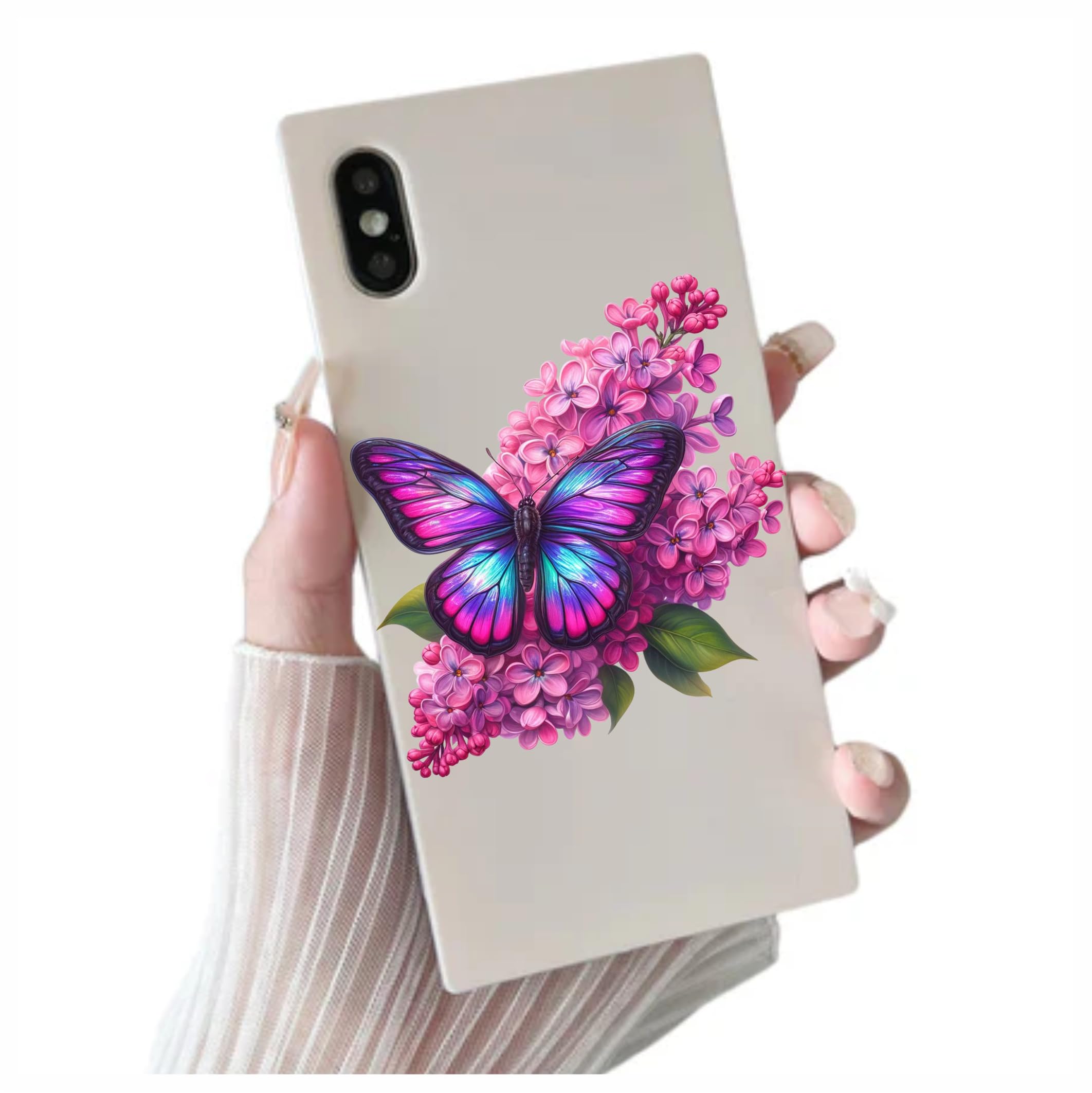 x4 Violet Butterfly Flower Vinyl Stickers - Image 3