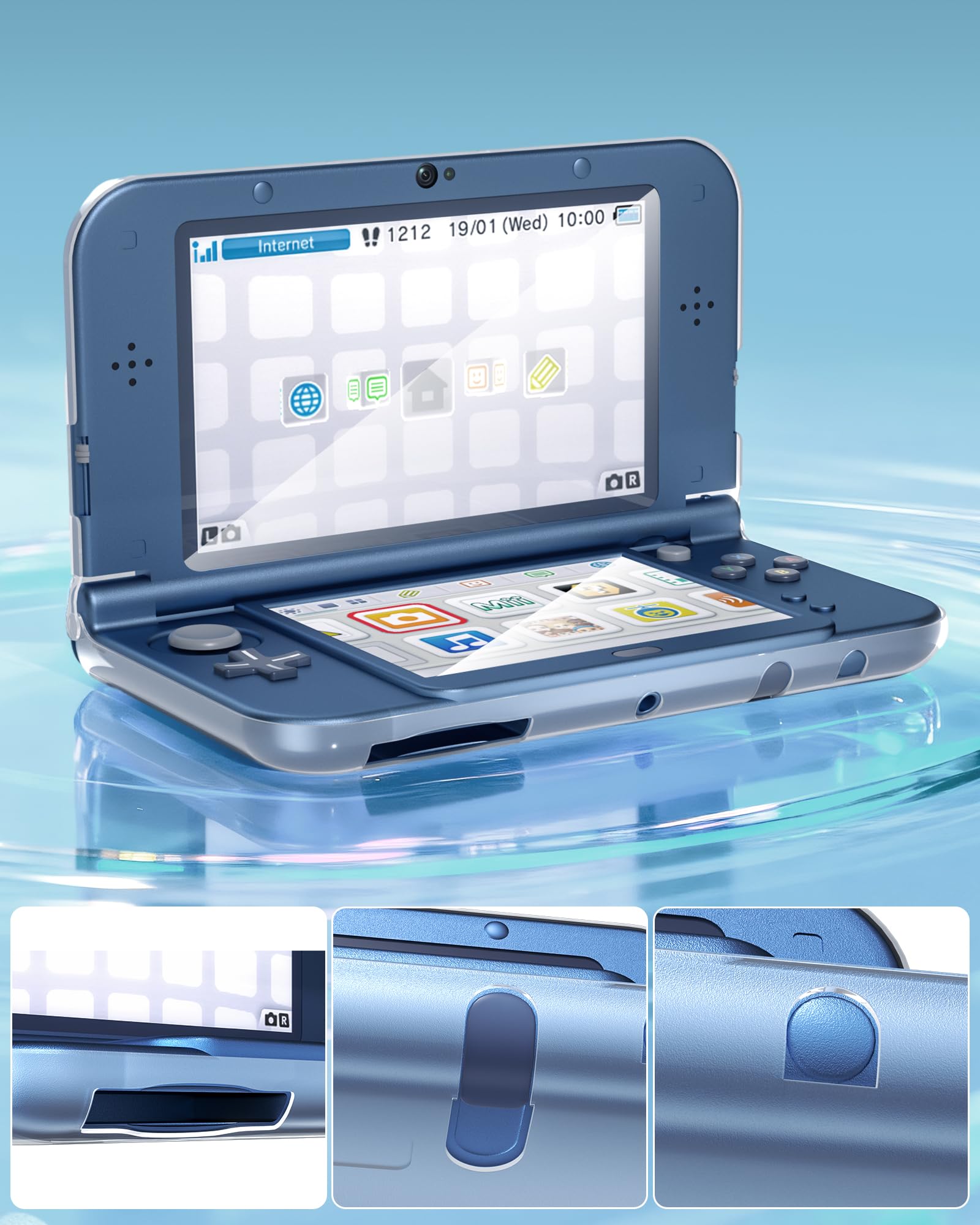 Coque 3DS XL avec protection d'écran 3DS XL, coque rigide transparente avec film PET flexible HD pour 3DS XL/LL 2015
