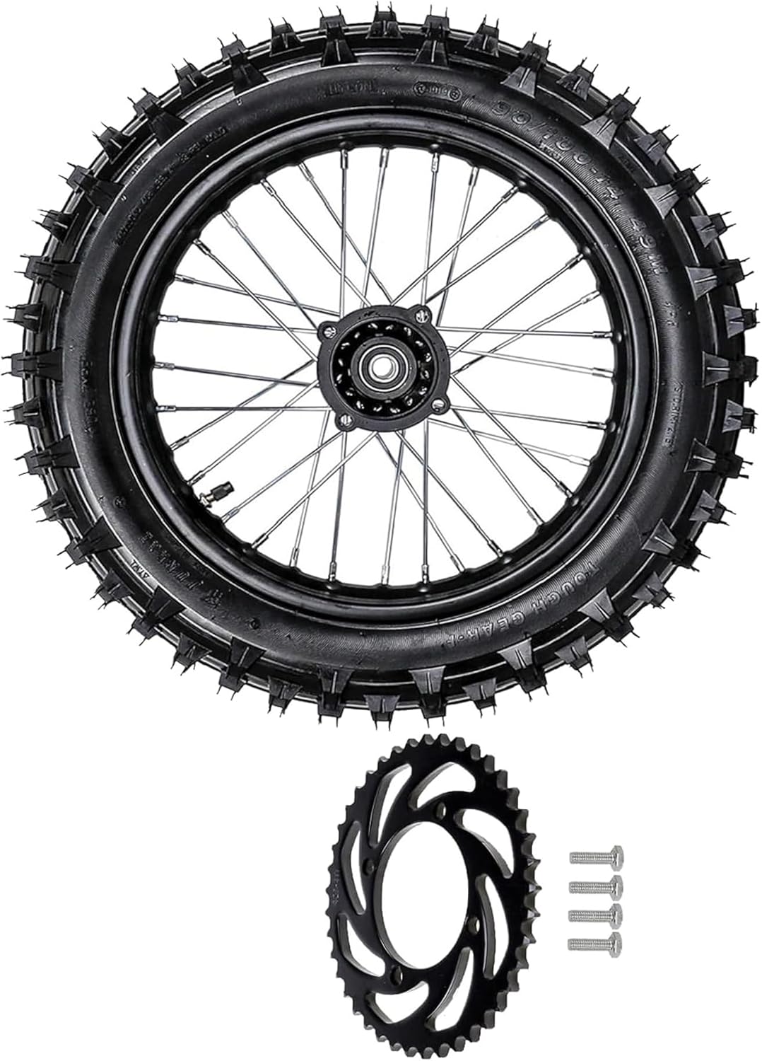 14" Dirt Bike Rear Wheel 90/100-14 Tire on Rim with 428 41T Sprocket– Replacement for Pit, Pocket Rocket, Monkey, Trail Bike, Scooter, Razor, Coolster 110cc 125cc 140cc 150cc Offroad Motorcycle