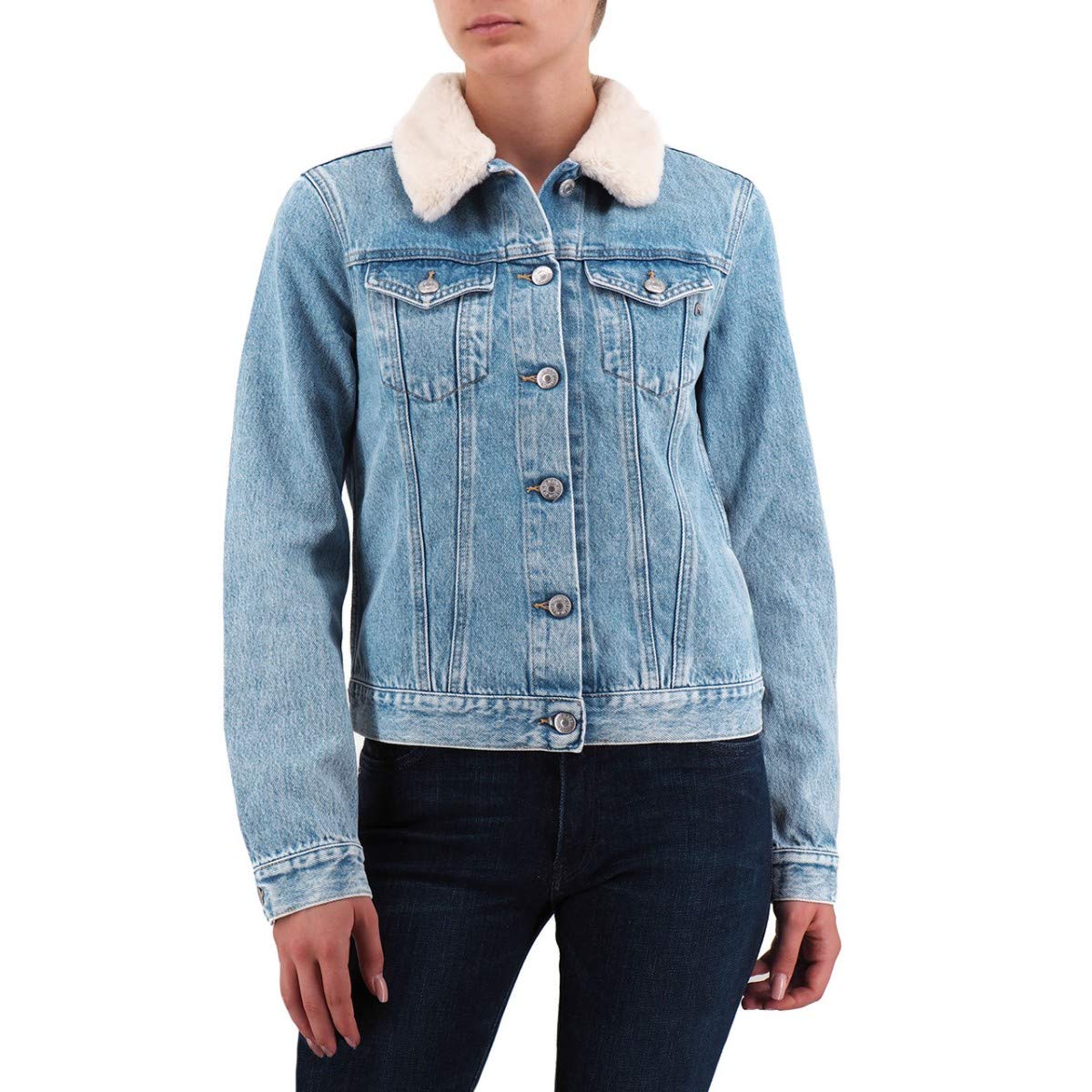 ReplayDenim Jacket and Eco Sheepskin Blue, RPY_WA7651.000.108P588.010 - XS