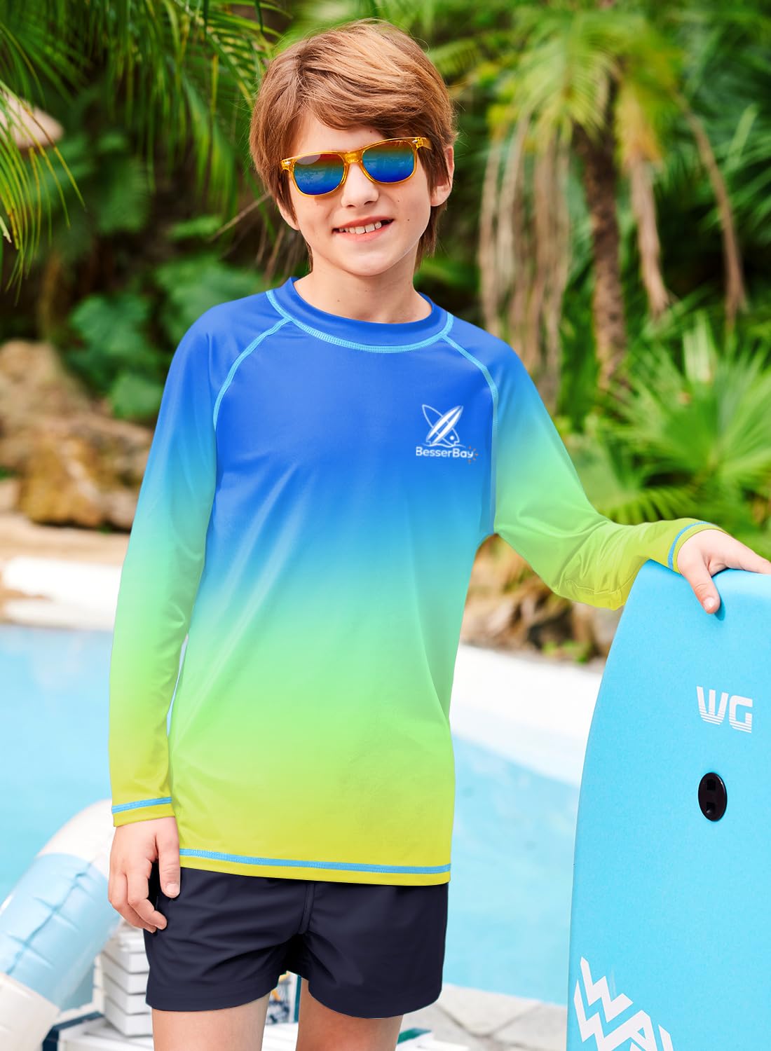 BesserBay Rashguard T-shirt anti-UV pour enfant UPF 50+ Protection solaire à manches longues 110-150