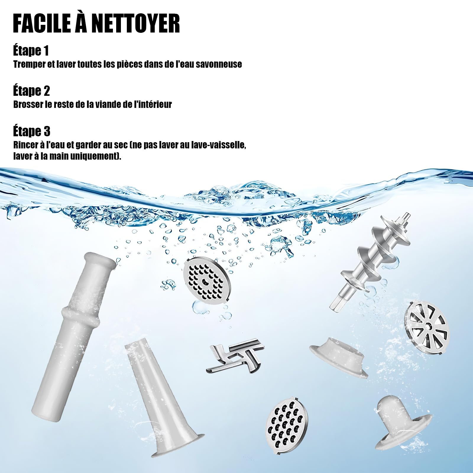 Hachoir Viandes Électrique, 2800W Hachoir Électrique, 3 en 1 Hachoir à Viande Acier Inoxydable avec 3 plaques de Broyage en Acier Inoxydable et Kubbe, Hachoir a Viande pour Légumes Saucisses (Rouge)