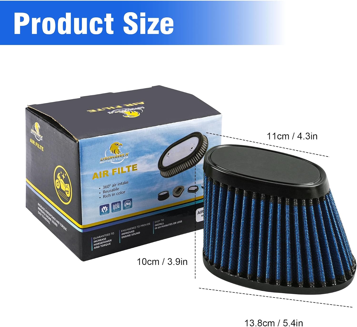 Motorcycle Air Filter High Flow Intake Cleaner Accessories 29400405 for Harley 2018-2024 Cruiser Softail, 2017-2025 Touring (Except Center Cooled Models) and Trike M8 Engines Models (Blue)