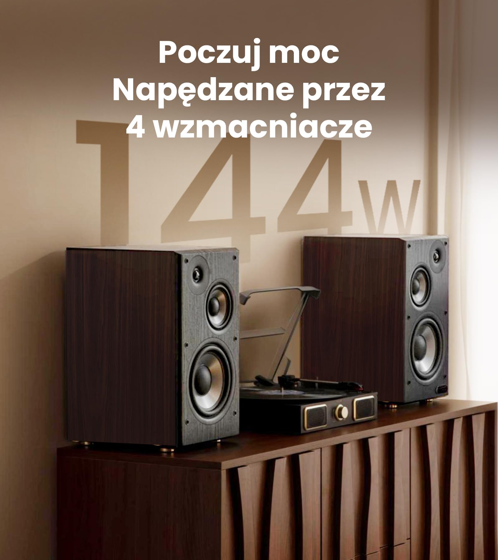 Edifier R2750DB MKII 3-drożne aktywne głośniki półkowe, kolor orzechowy | 144W, Hi-Res, Monitory Studyjne, Wyjście Na Subwoofer, Bluetooth 6.0 Ldac, Do Studia, Kina Domowego I Zestawu Biurkowego