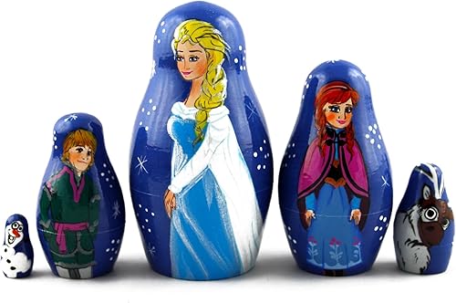 Miniatura 5 de Matryoshka matrioska babuska Russian Nesting Doll Elsa de Frozen Anna Elza Olaf de madera matryoshika Babushka 5Pcs Stacking mano pintura anidadas