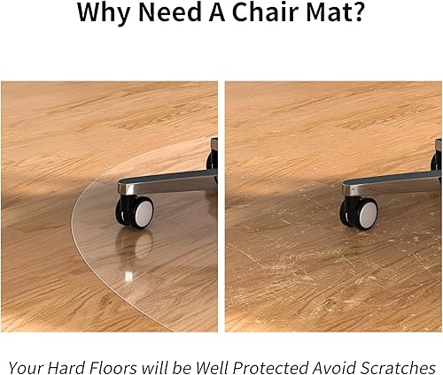 Miniatura 2 de WASJOYE Tapete para silla de oficina para suelo duro, 36 pulgadas, redondo, transparente, protector de suelo duro, tapete para el hogar, tapete para