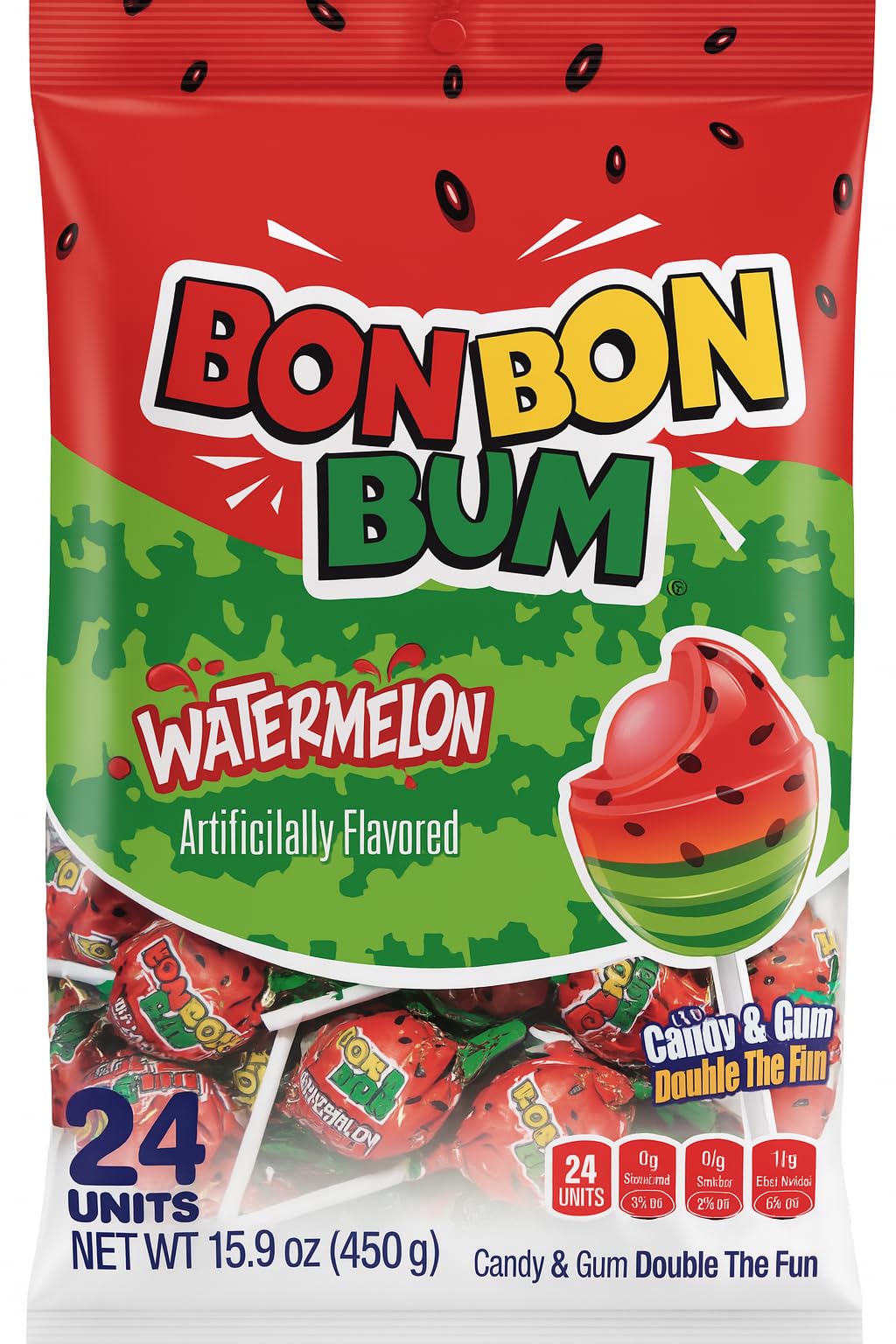 Amazon.com : Bon Bon Bum Lollipops with Bubble Gum Center, Candy